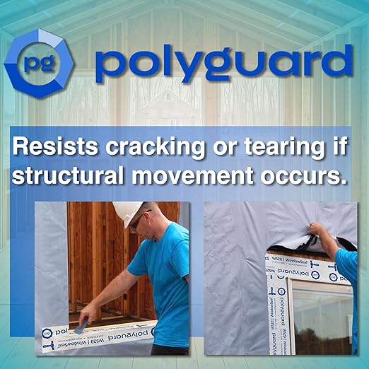 POLYGUARD WindowSeal Window and Door Flashing Tape, 4 in x 100 ft Roll, 20 mil Thick, Self-Sealing & Self-Adhering Waterproof Barrier