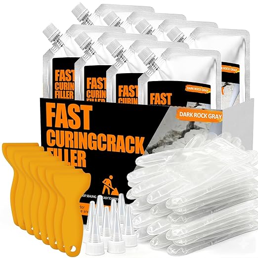 Concrete Crack Filler 8 PACK, Self-Leveling Cement Crack Repair,High Elasticity And Fast Drying, Waterproof Sealant for Driveway, Sidewalk, Patio, Concrete Joint, Indoor and Outdoor Use – Gray (150oz)