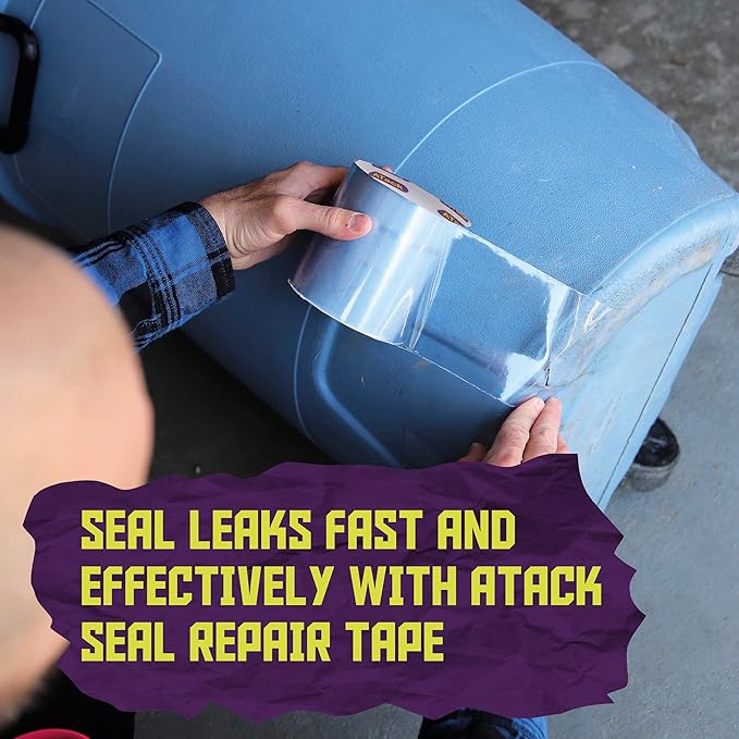 ATack Waterproof Patch and Seal Tape, Clear, 4 Inches x 10 Feet, Water Barrier Tape for Stop Leak Repair on Pipes, Chimney, Roof, Boat, and HVAC