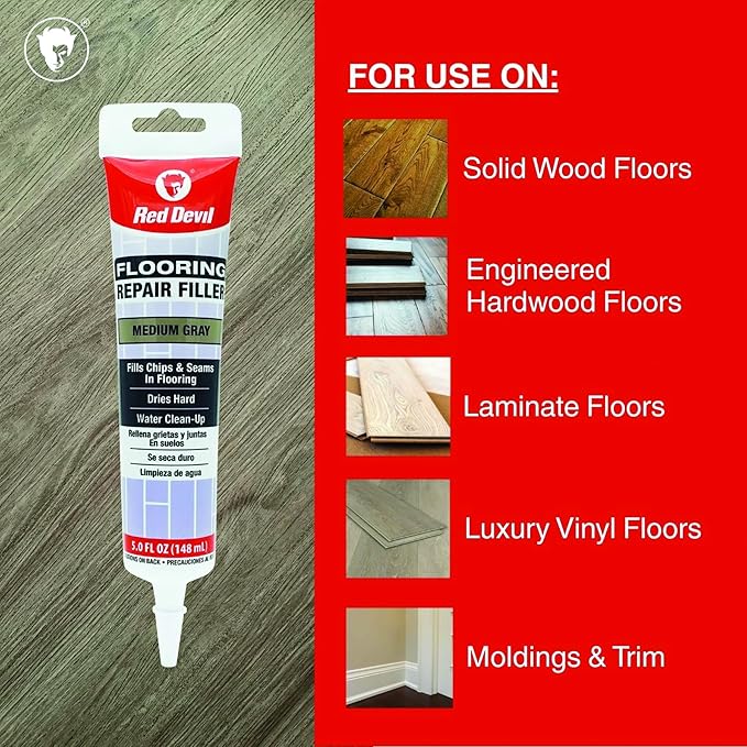 Red Devil 056050 Flooring Repair Filler, 5 oz., Medium Gray, 4 Pack