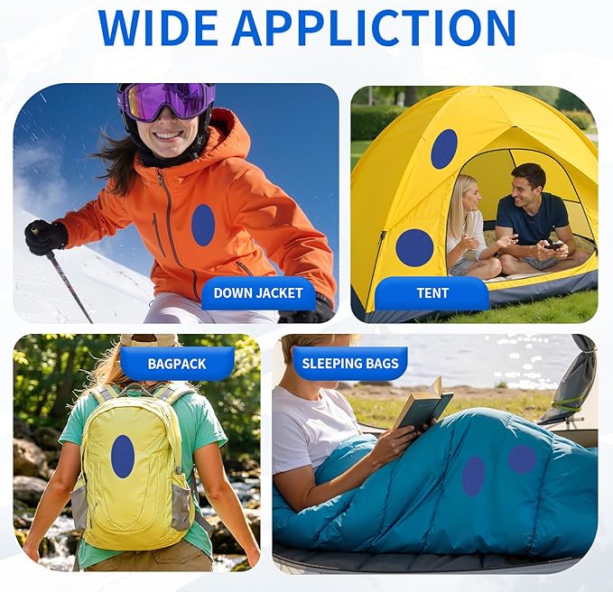 Waterproof Self-Adhesive Nylon Fabric Repair Tape - Tent Repair Kit,4pcs Fabric Patches for Jacket, Clothes, Puffer Down Jacket,Sleeping Bag, Outdoor Gear Tenacious Repairs Tape, RoyalBlue