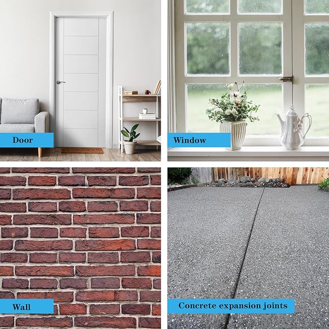 Concrete Expansion Joint Filler, 1-3/8" Expansion Joint Repair Replacement, Concrete Crack Repair, Backer Rod, Flexible Foam Rubber Seal, Rubber Strip for Sidewalk, Driveway, Walkway, Doors, Windows