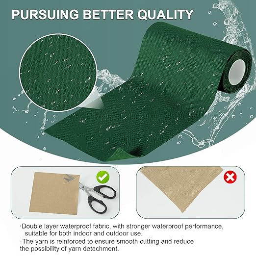 Linen Canvas Repair Tape,4×63 Inches Blackish Green Waterproof Self-Adhesive Patch for Outdoor Gear,Durable Fabric Tape for Boat Covers,Tents,Couch,Sofas,Sun Shades,Awnings,Lounge Chairs