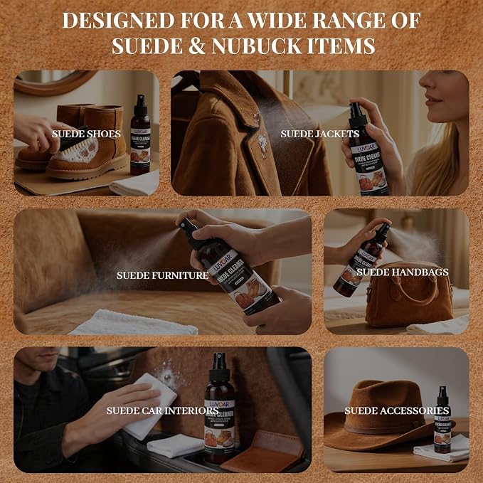 Leather Suede Cleaner, Leather Cleaner and Restore for Suede Shoes, Boots, Jackets, Bags, Purses & Furniture-4oz