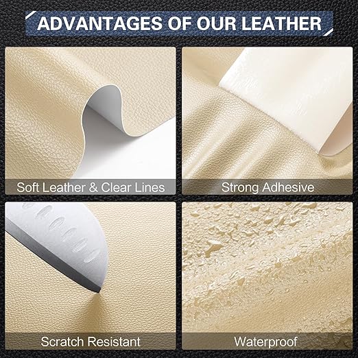 Leather Repair Kit for Furniture 16"x 63" Leather Tape Repair Patch Self Adhesive Sofa Vinyl Repair Patch Kit for Car Seat,Couch,Boat Seat,Chair - Beige Yellow