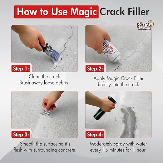 Gray 1.4 LB Magic Crack Filler Bottle - Easy, No-Mess Crack Repair for Concrete, Masonry & Asphalt - Durable & Weather-Resistant