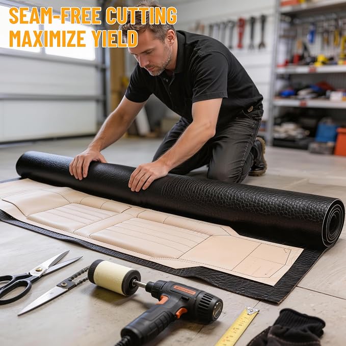 Marine Vinyl Upholstery Faux Leather: Meneng 10 Yard Roll Heavy Duty Boat Seat Vinyl Fabric - Waterproof & Scratch-Resistant for Furniture Sofa Repair