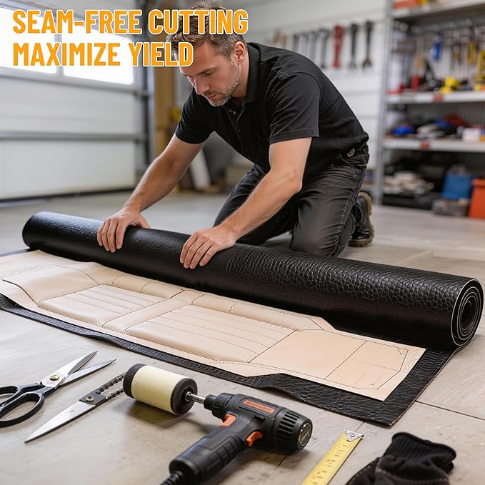 Marine Vinyl Upholstery Faux Leather: Meneng 3 Yard Roll Heavy Duty Boat Seat Vinyl Fabric - Waterproof & Scratch-Resistant for Furniture Sofa Repair