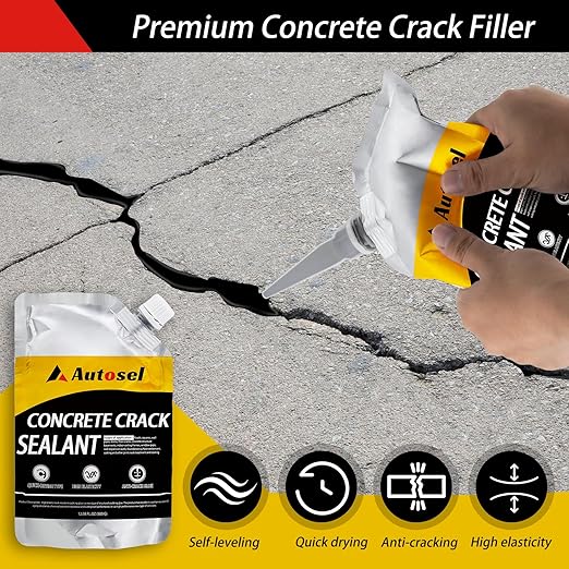 Asphalt Crack Filler Black, 4 Packs Self-Leveling Driveway Crack Filler, Waterproof Concrete Crack Filler & Cement Crack Filler for Long-Lasting Concrete Repair, Quick-Drying Asphalt Sealant