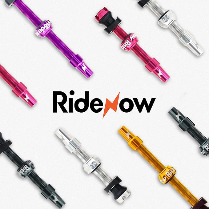 RideNow Tubeless Presta Valve Stems, 45mm Super Light 7075 Aluminum Alloy Presta Tubeless Valve Stem Kit with Valve Core Remover Tool and Valve Stem Caps, Multiple Color and Size Options(Pair), Silver