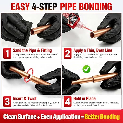 2 oz Liquid Solder for Copper & Brass, No Heat Plumbing Soldering Kit, Instant Leak Seal up to 500 PSI, Safe from -60°F to +300°F, Ideal for Plumbing & HVAC Repairs