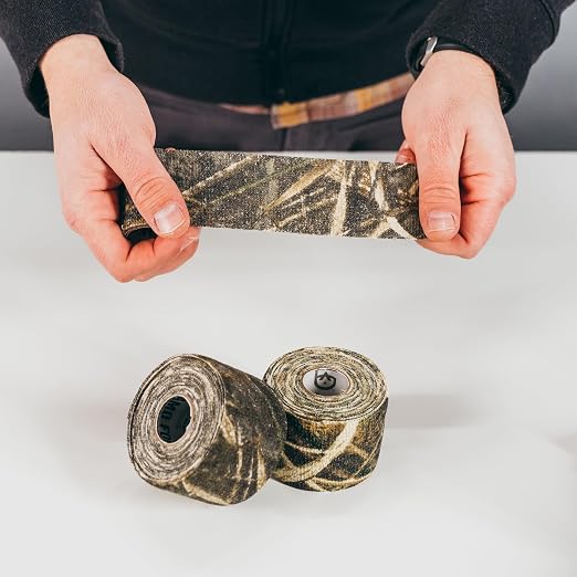 GEAR AID Camo Form Self-Cling and Reusable Fabric Camouflage Wrap, Adds Grip and Shield Hands from Hot or Cold Surfaces to Protect You and Your Equipment, Shadow Grass Blades, 2” x 144” Roll, 1 Pack