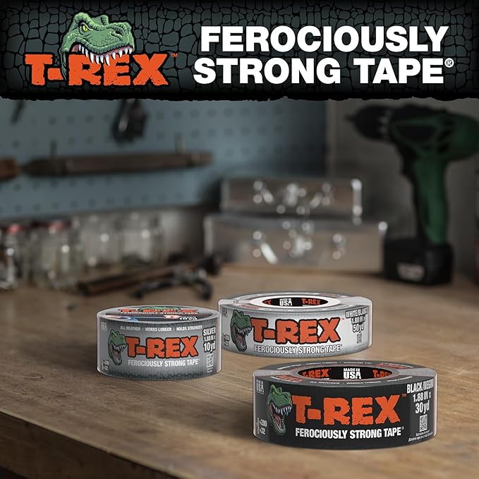 T-REX Tape Heavy Duty Duct Tape with UV Resistant & Waterproof Backing for Ferociously Strong Repairs, 1.88" x 30 yd, Gunmetal Gray, 1 Roll