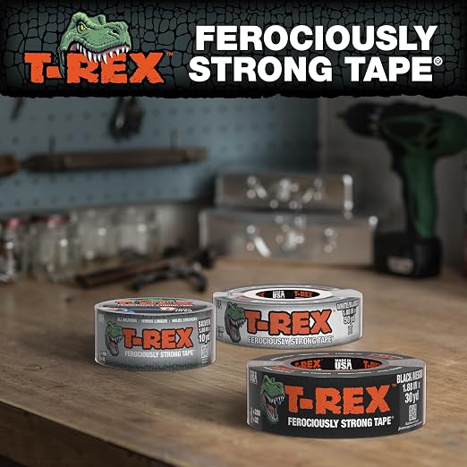 T-REX Tape Heavy Duty Duct Tape with UV Resistant & Waterproof Backing for Ferociously Strong Repairs, 1.88" x 30 yd, Gunmetal Gray, 1 Roll (Pack of 6)