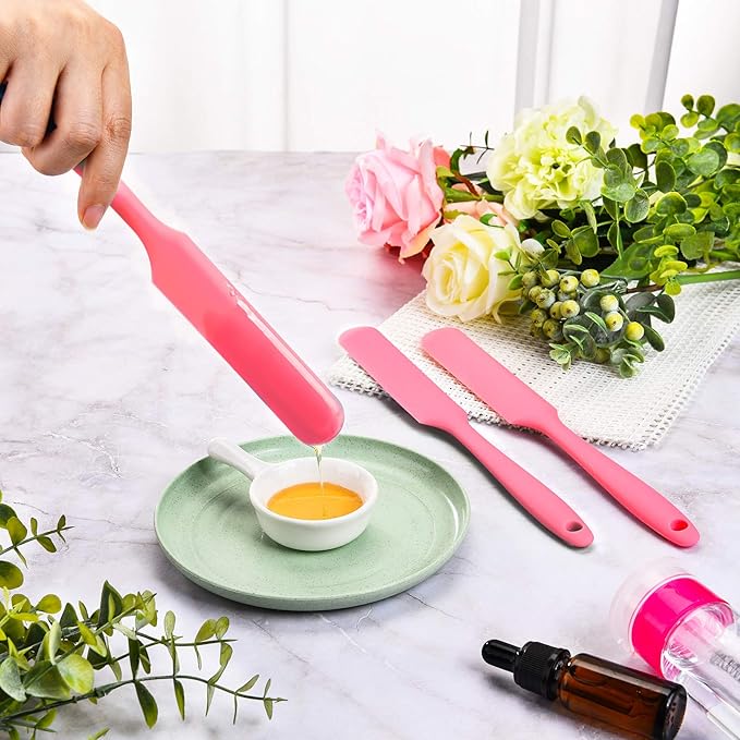 Mudder 3 Pcs Non-stick Silicone Wax Spatulas Hair Removal Sticks Applicator Reusable Hard Wax Scraper for Home Salon Body Use (Pink)