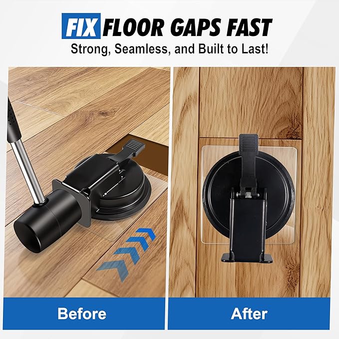 Floor Gap Fixer Tool with Rubber Mallet, Iron Body & Strong Suction Cup, Includes 5 Sticky Pads for Laminate, Vinyl, Wood & Tile Flooring Installation and Repair