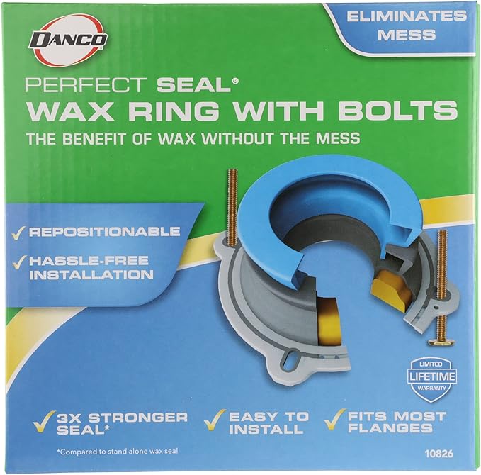 Danco 10826X Wax Ring with Bolts, No Size, Gray (Pack of 2)