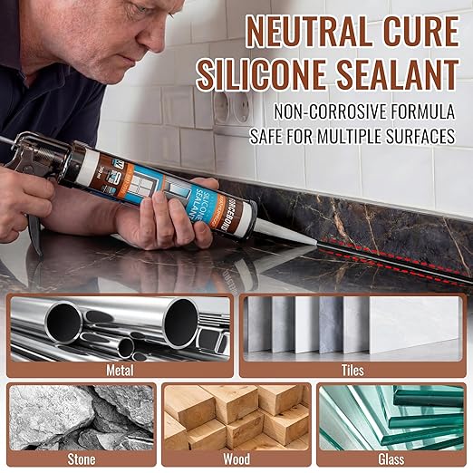 2 Pack Black Silicone Caulk, Neutral Black Caulking Waterproof, 10.1OZ Silicone Sealant for Filling Gaps and Cracks, Shower, Bathroom, Windows & Doors, Bathtub, RV, Pest Entry Blocking