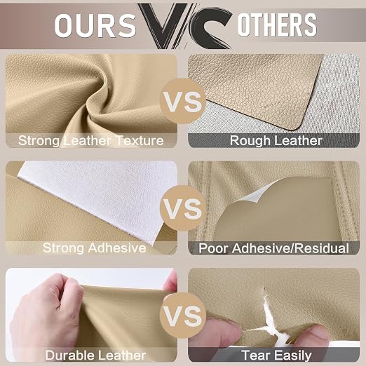 Self Adhesive Leather Repair Patch Kit, 31.4 in x 16 in Large Vinyl Leather Repair Tape for Furniture, Car Seat, Couch, Sofa, Chair Beige