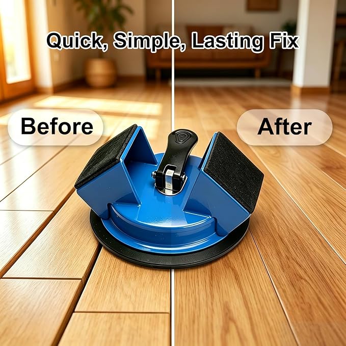 Floor Gap Repair Tool-Heavy Duty Iron Plank Grabber with Enhanced Suction Cup, Quick Lock Puller for Laminate for Floating Laminate & Vinyl Plank Flooring Repair, with 6 Sticky Pads & Cleaning Blade