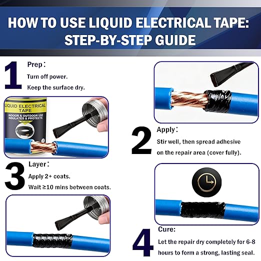 5.29OZ Liquid Electrical Tape Quick-Drying Insulating Glue for Wires&Cables Waterproof&High Temperature Resistant Liquid Wire Insulation Rubber with Brush-Cap for Outdoor Electrical Equipment (Black)