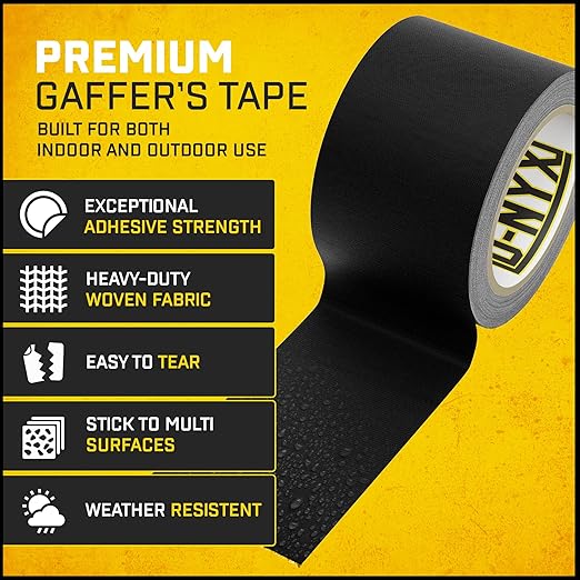 D-NYX Gaffer Tape 2 Inch x 2 Pack White Gaff Tape No Residue, Heavy Duty Gaffers Tape, Multipurpose Matte Finish Non-Reflective Waterproof Real Professional Grade White Gaffer Tape