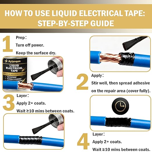 Liquid Electrical Tape Waterproof, 150ml Liquid Tape for Wire Insulation & Repair, Fast Drying Flexible Electrical Sealant, Heat Resistant Liquid Electrical Tape for Outdoor Indoor Use