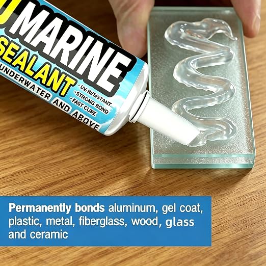 5200 Marine Sealant Adhesive Fast Cure - Permanent, Watertight Bonding and Sealing - UV Resistant, Above & Below Waterline- for Boats, Hulls, Decks & RVs,Pond Sealant 3oz (Clear 2Pcs)