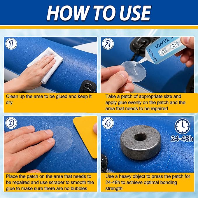 Air Mattress Patch Kit, Vinyl Pool Liner Repair Kit, Inflatable Repair Patch Kit for Air Beds, Hot Tubs, Inflatable Boats, Bounce House, Swim Rings & Toys