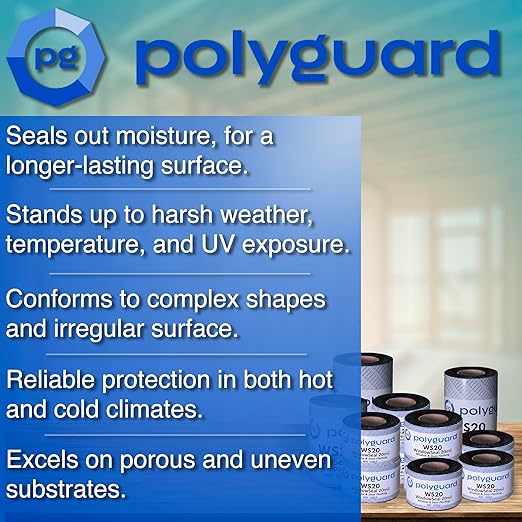 POLYGUARD WindowSeal Window and Door Flashing Tape, 9 in x 100 ft Roll, 20 mil Thick, Self-Sealing & Self-Adhering Waterproof Barrier