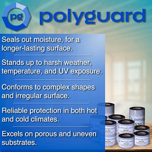 POLYGUARD WindowSeal Window and Door Flashing Tape, 6 in x 100 ft Roll, 20 mil Thick, Self-Sealing & Self-Adhering Waterproof Barrier, Pack of 2