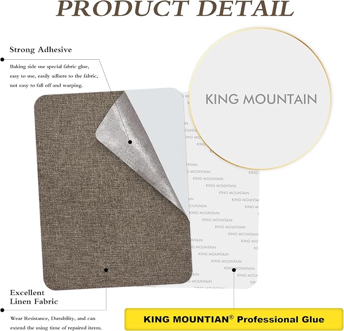 Fine Linen Repair Patches, Self-Adhesive Linen Fabric Patches, 12X40 inch Extra Size, Multi Color, Can be Used for Linen Sofa Repair(12" x 40",Brown 1.0)