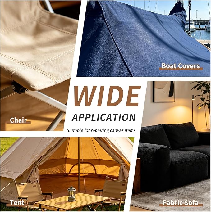 4 x 79in Canvas Repair Patch, Self-Adhesive Waterproof Canvas Fabric Repair Tape, Couch Patch Kit for Bag, Boat Cover, Awning, Sofa, Chair, Couch, Tent Repairing, Beige