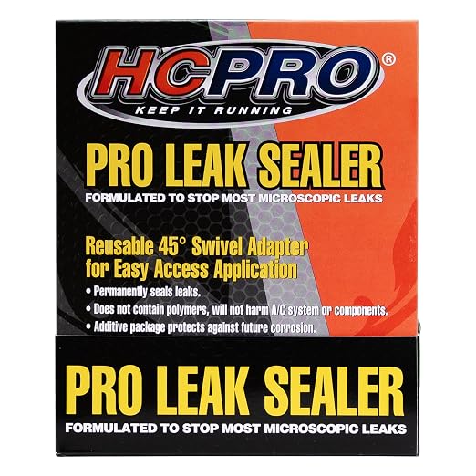 HCPRO HCLEAK12R Pro Leak Sealer with 45° Swivel Adapter for Easy Access Application 12 Applications 0.25 FL Oz. for AC, Refrigeration, and Automotive Systems Compatible with All Refrigerants.
