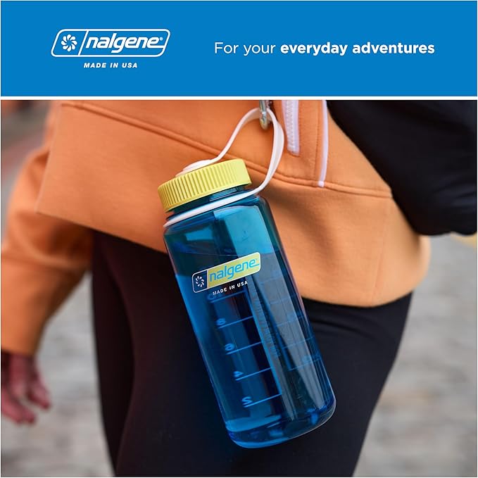 Nalgene 16 oz Wide Mouth Water Bottle | Slim Cup Holder Size, BPA-Free, Durable & Leak Proof, Lightweight Travel Bottle, Marmalade Orange
