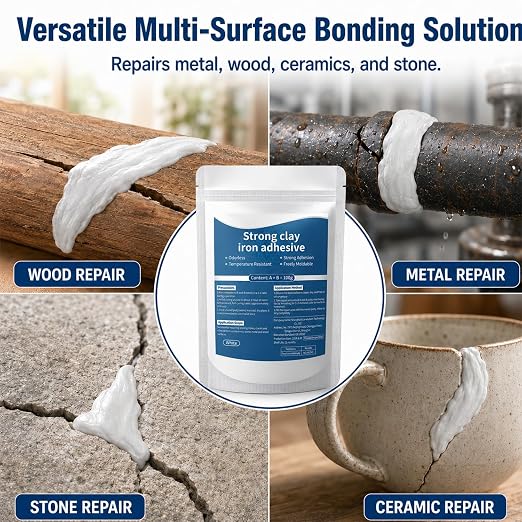 High-Strength Multi-Purpose Repair Clay,Strong Clay Iron Adhesive,High-Strength Multi-Purpose Repair Putty,All Purpose Pool 𝐂lay for Bonding Plastic Metal Ceramic Wood Tile Glass (1Pcs)