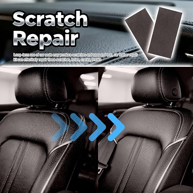 2PCS 8×4 Inch PU Leather Patch for Car Seat Repair,Self-Adhesive Leather Repair Patch Tape Vinyl Repairs Kit,Portable Car Leathers Repairs Kit (Dark Brown)