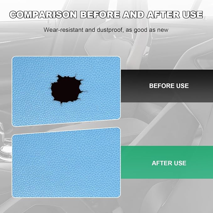 2 PCS Leather Repair Patch Tape, 4 x 8 Inch PU Vinyl Repair Patches for Car Upholstery Seat, Waterproof Self Adhesive Leather Tape Repair Kit for Furniture Couches Chairs (Sky Blue)