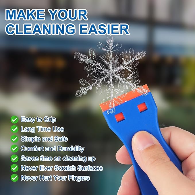 Plastic Razor Blade Scraper Tool, 2 Pcs Razor Scraper with 20 Pcs Plastic Blades, Cleaning Scraper Remover for Removal Floor Stove Scraping Labels and Decals Sticker on Car Window Glass