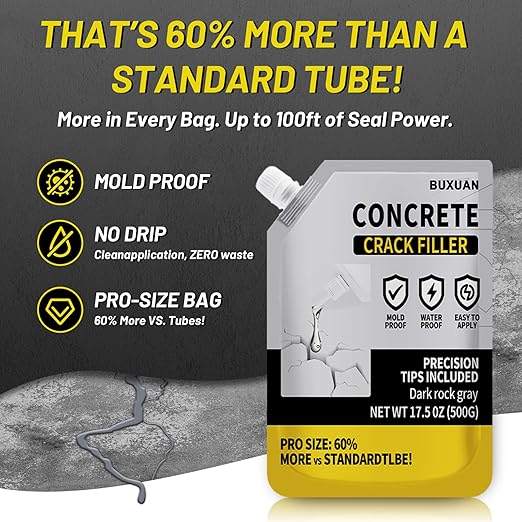 Concrete Crack Filler, Cement Crack Filler Outdoor, Waterproof Repair Sealant, Quick-Drying Sealing Adhesive, for Driveway, Walkway, Patio, Joint (2)