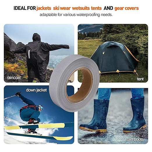 TPU Seam Sealing Tape – Waterproof Heat-Seal Fabric Repair Tape for Tents, Outdoor Gear, and Apparel, 0.79 in x 5.47 yd, Grey