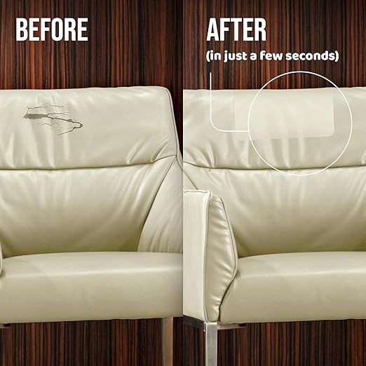 MastaPlasta Original Self-Adhesive Leather Patches for Furniture Repair - Taupe 11" x 8" (28 x 20 cm). Upholstery-Quality Patch for Leather Chair, Leather Patch for Car Seat Repair