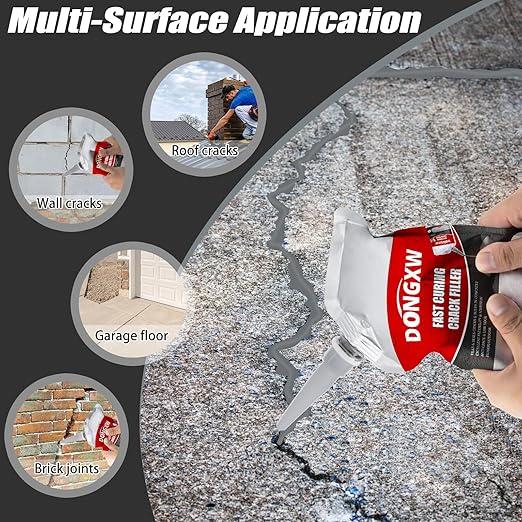 Concrete Crack Filler, 2 Pack Cement Crack Sealant, Self-Leveling Concrete Crack Repair Sealer, Fast Drying Caulking Glue for Driveways, Patios, Sidewalks