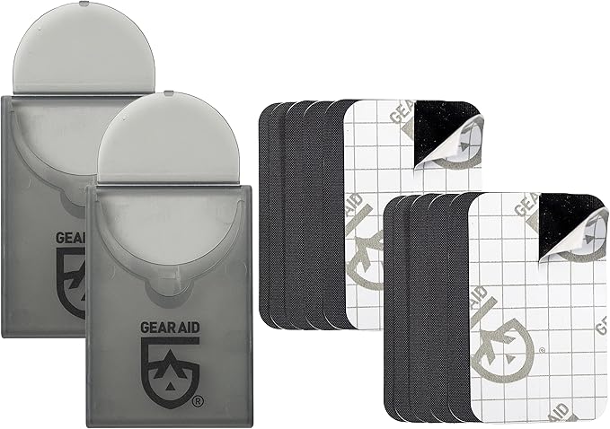 GEAR AID Tenacious Tape Mini Patches with Peel-and-Stick Adhesive to Fix Holes and Tears in Winter Gear, Down Puffer Jackets, Sleeping Bags, Tents, and Rain Gear, Black, 2 Pack
