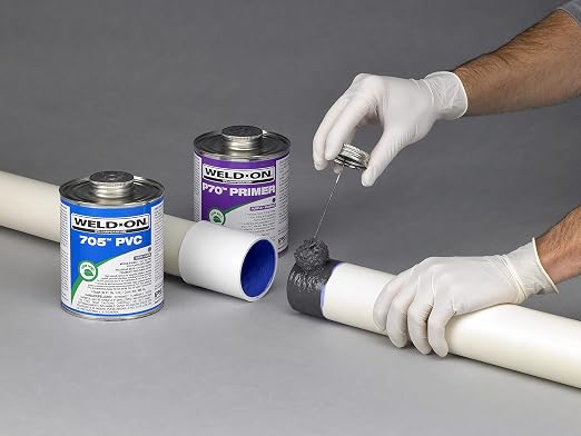 Weld-On 10090 705 Industrial Grade PVC Medium-Bodied High Strength Solvent Cement - Fast-Setting and Low-VOC, Gray, 1 Quart (32 fl oz)