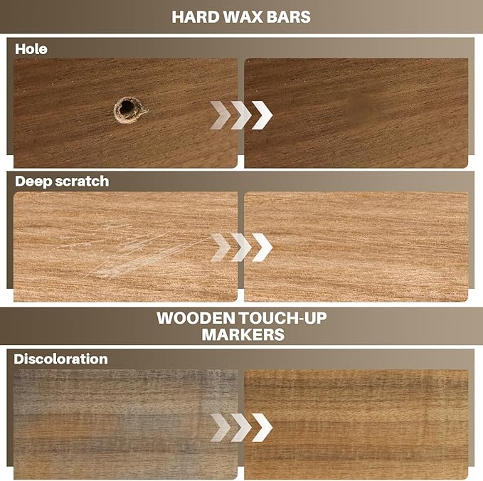 Laminate Floor Repair Kit, 6 Color Linoleum Repair Hard Wax Touch Up Marker with Heat Pen, Hardwood Floor Scratch Repair Cover Scratches, Stains, Cracks, Holes for Door, Cabinet, Table