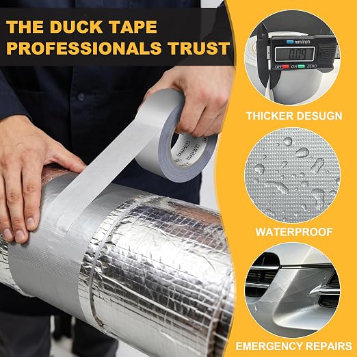 24-Pack Silver Heavy Duty Duct Tape Strong Adhesive, 2 Inch x 720 Yd, Duct Heavy Duty Waterproof All Weather Gray Duct Tape, Duct Tape Bulk for Outdoor Use