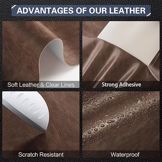 OAZ Leather Repair Kit for Furniture 4"x 63" Leather Tape Repair Patch Self Adhesive Sofa Vinyl Repair Patch Kit for Car Seat,Couch,Boat Seat,Chair - Classic Coffee
