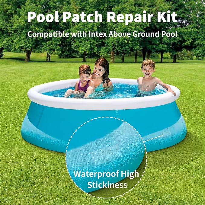 Pool Patch Repair Kit Compatible with Intex, Inflatable Repair Patch Kit for Above Ground Pool, Clear Wet Set Adhesive Tape, Ideal for Bounce House, Tent, Canopy, Air Mattress, 1.97 in x 16.4ft Roll