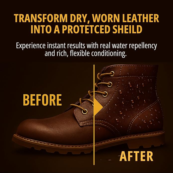 Eagle Mink Oil Liquid Leather Conditioner 8oz with Cloth – Softens, Waterproofs & Preserves Boots, Shoes, Bags, Jackets & Furniture – Natural Leather & Vinyl Conditioner for Long-Lasting Protection